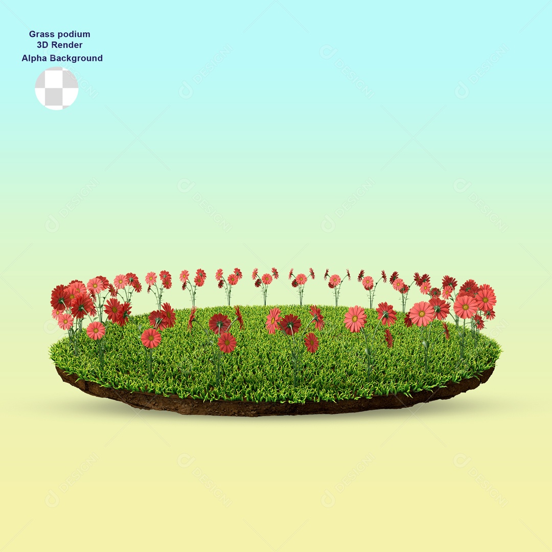 Cenário Pódio Podium de Grama Exposição De Produto PSD