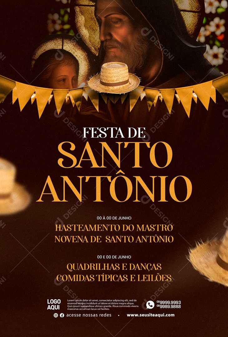 Festa De Santo Antônio Quadrilhas E Danças Comidas Típicas E Leilões Social Media PSD Editável