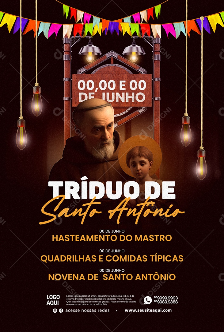 Tríduo De Santo Antônio Quadrilhas E Comidas Típicas Social Media PSD Editável