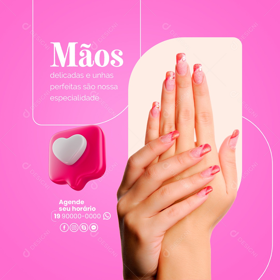 Mãos Delicadas e Unhas Perfeitas São Nossa Especialidade Manicure Social Media PSD Editável