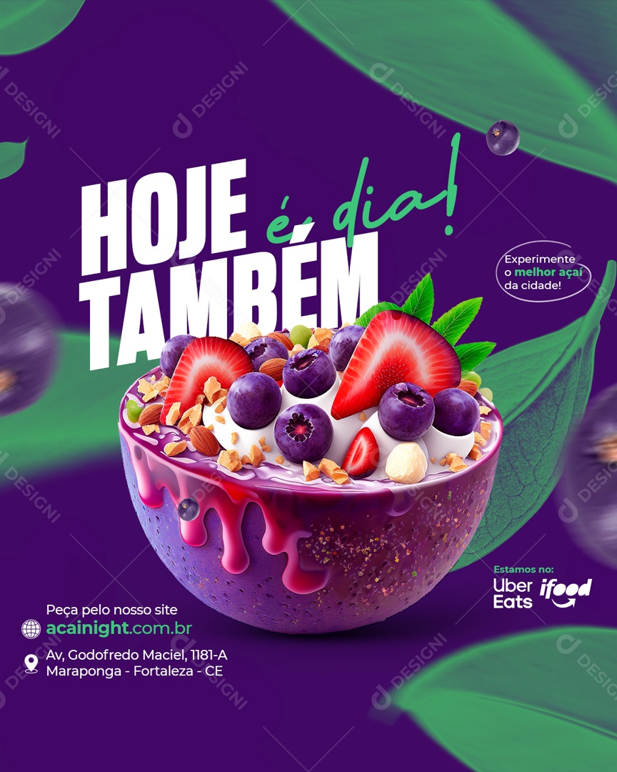 Social Media Hoje Também é Dia Açaiteria PSD Editável