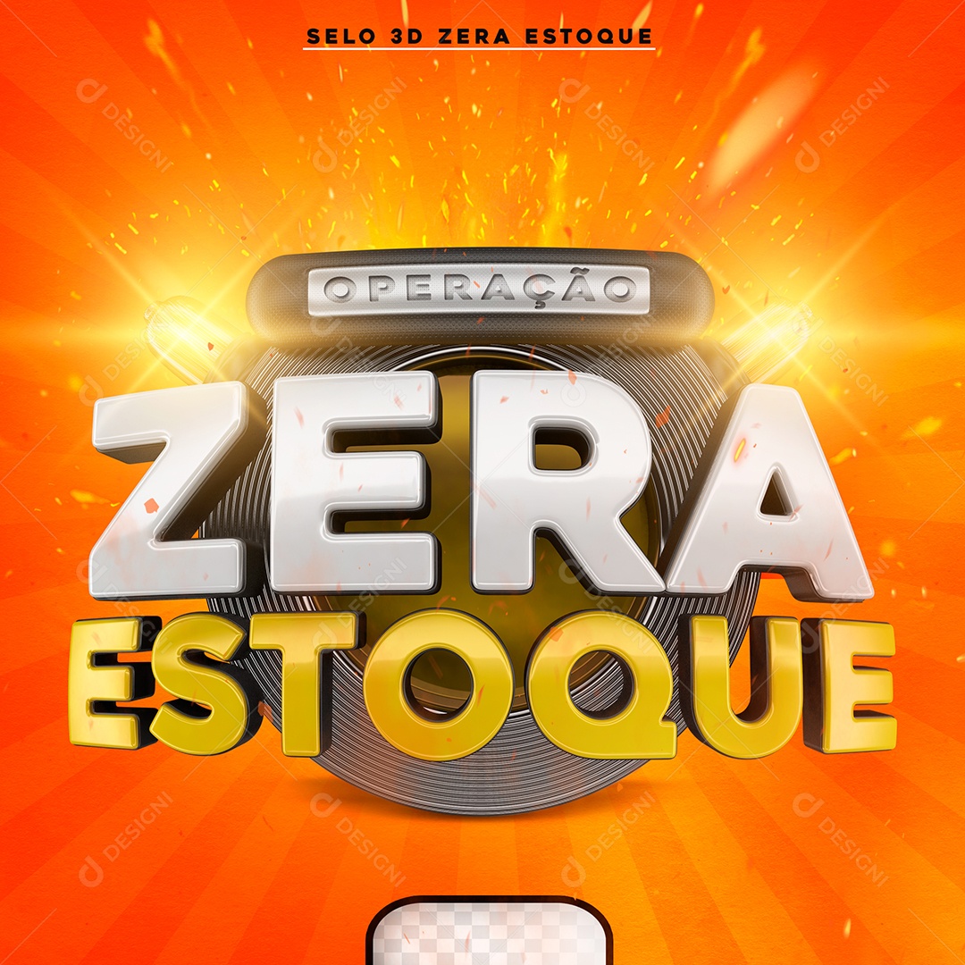 Zera Estoque Selo 3D Para Composição PSD