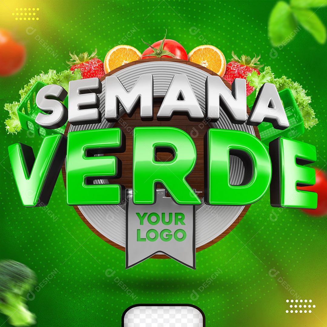 Semana Verde Selo 3D Para Composição PSD