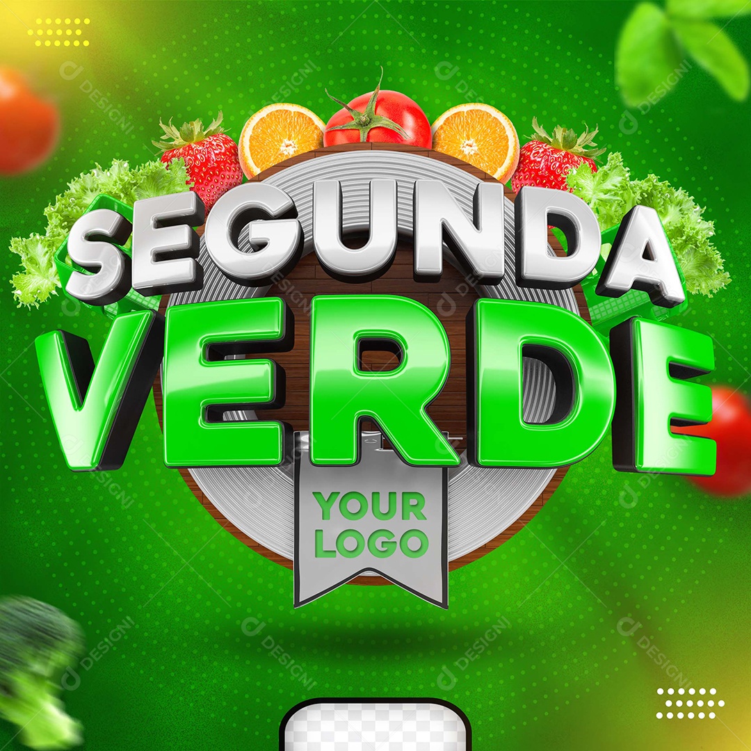 Segunda Verde Selo 3D Para Composição PSD
