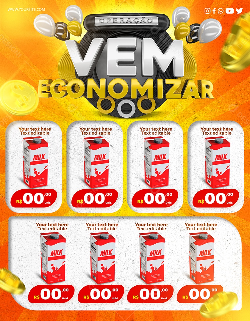 Encarte 3 Operação Vem Economizar Social Media PSD Editável