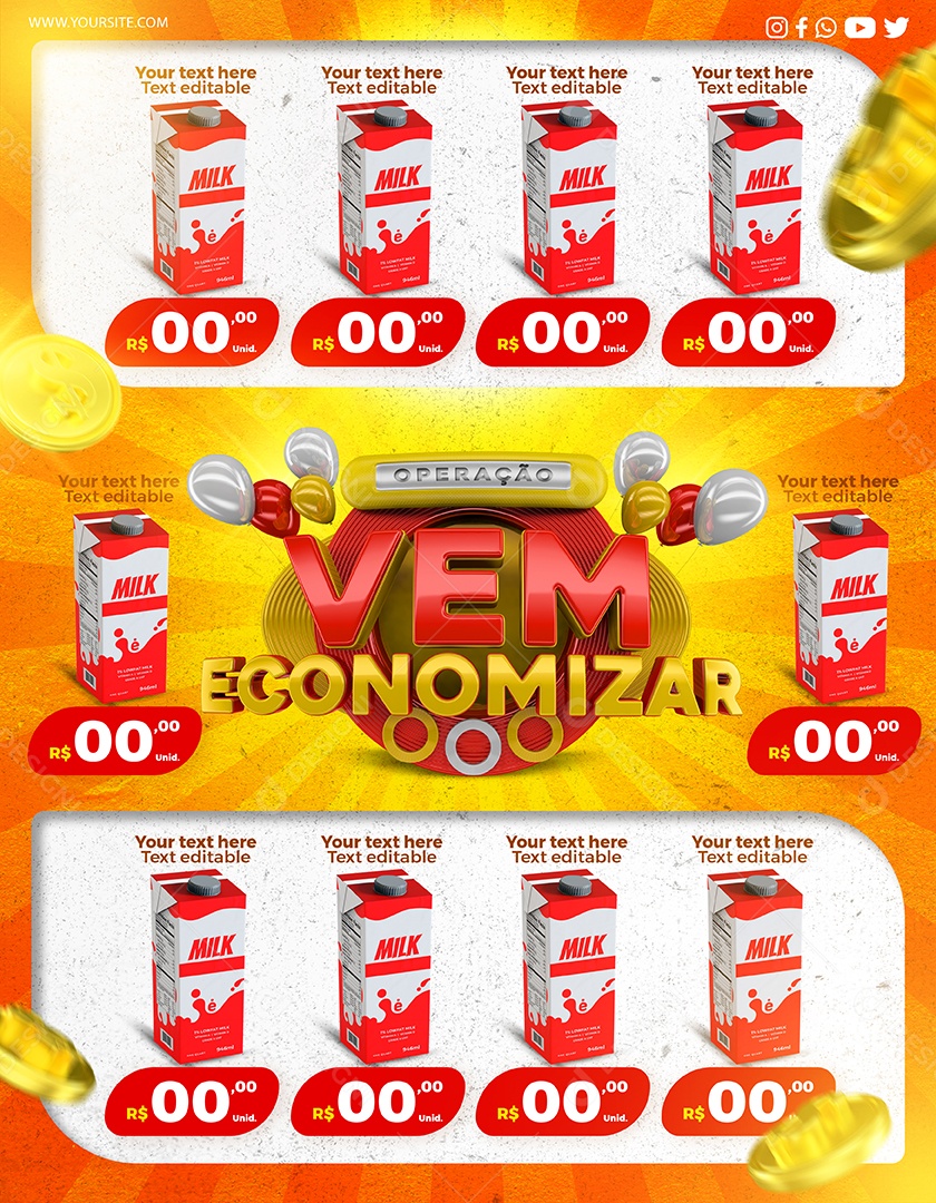 Encarte 2 Operação Vem Economizar Social Media PSD Editável