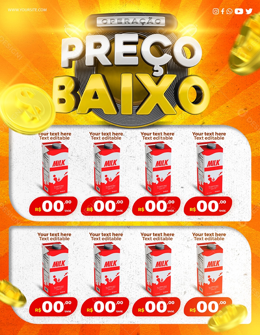 Encarte 1 Operação Preço Baixo Social Media PSD Editável