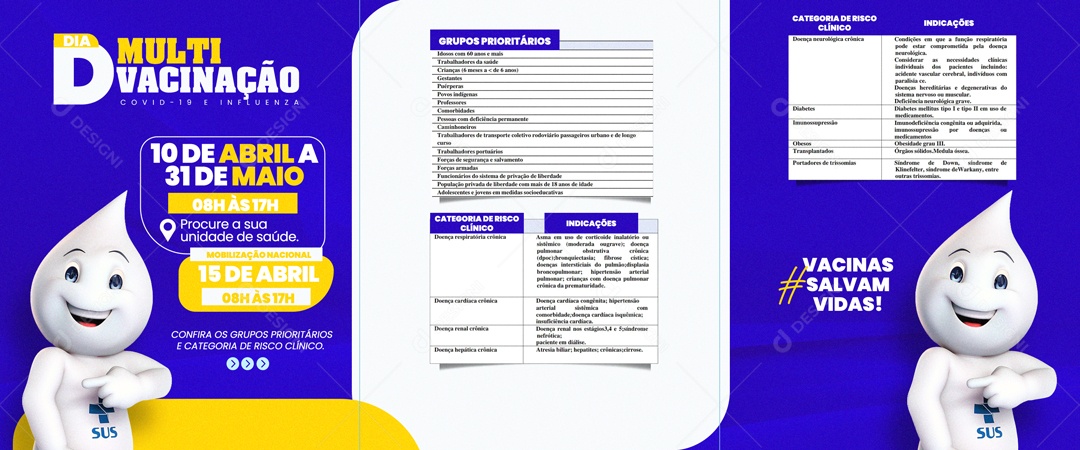 Social Media Carrossel Dia D Multi Vacinação 10 De Abril a 31 De Maio PSD Editável