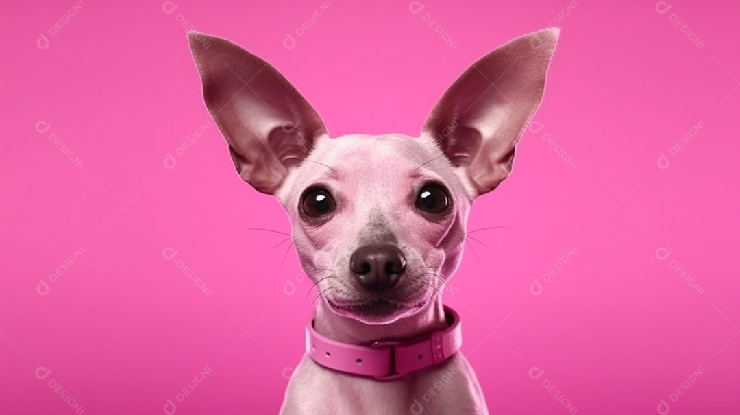 Cachorro pequeno Chihuahua em fundo rosa