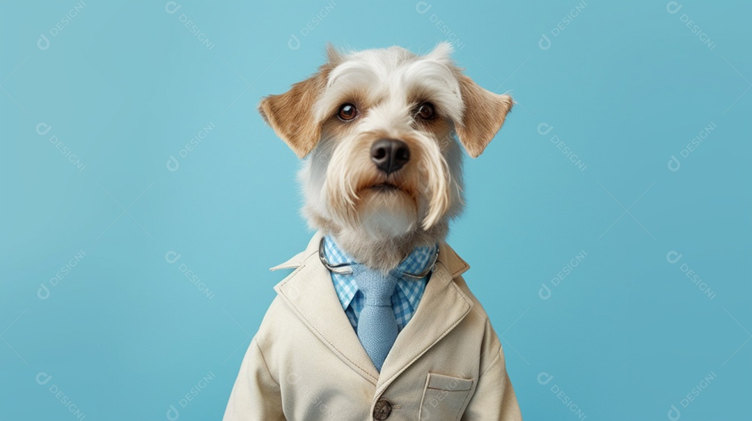 Cachorro poodle com roupa social