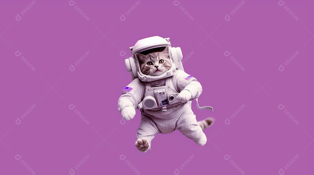 Gato com roupa e capacete de astronauta