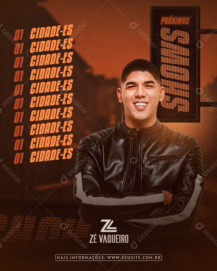 Flyer Feed Próximos Shows Zé Vaqueiro Social Media PSD Editável