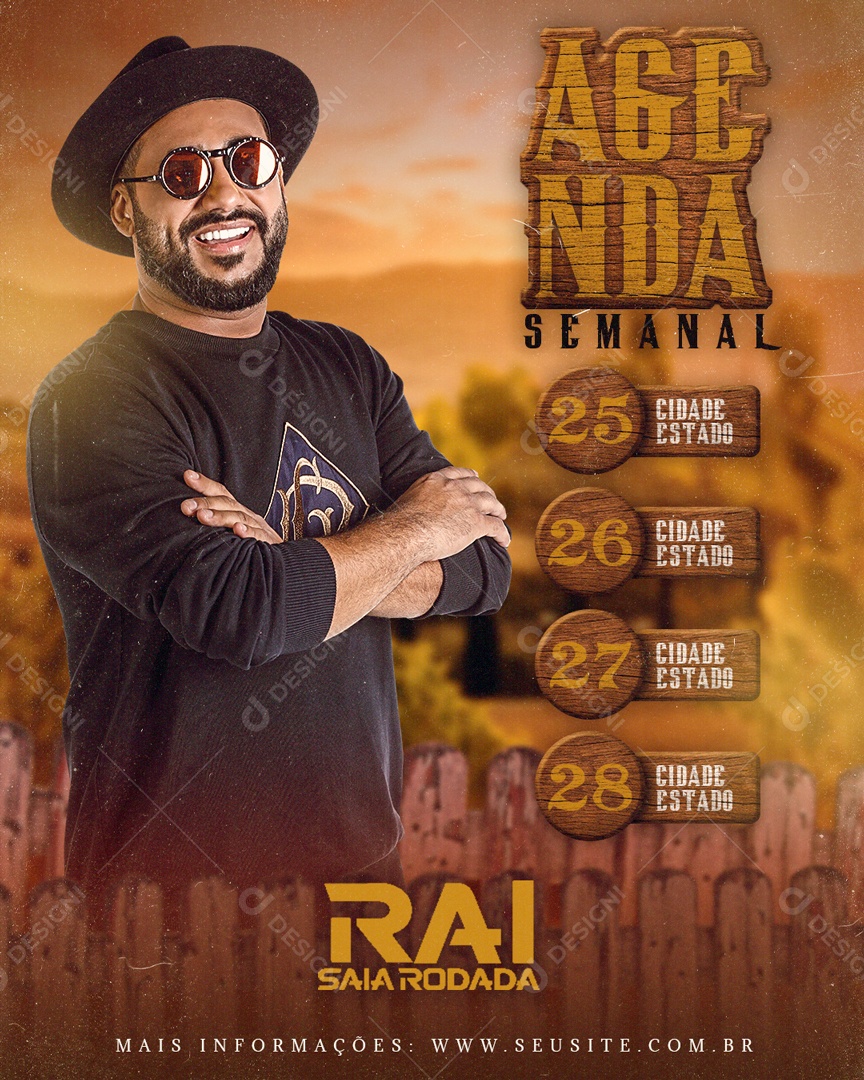 Flyer Feed Agenda Semanal Rai Saia Rodada Social Media PSD Editável