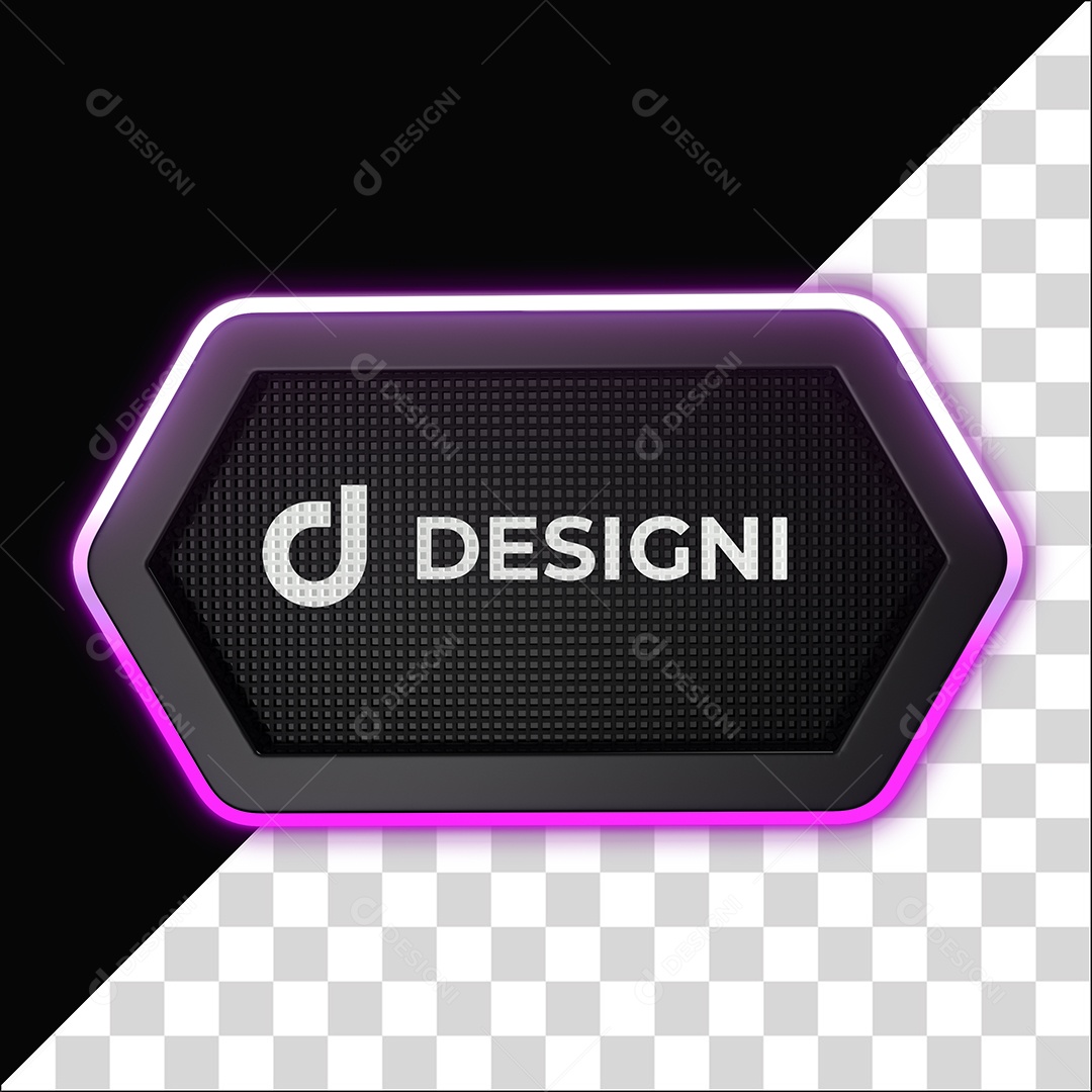 Elemento 3D Painel De Metal Designi Com Luz Neon Para Composição PSD