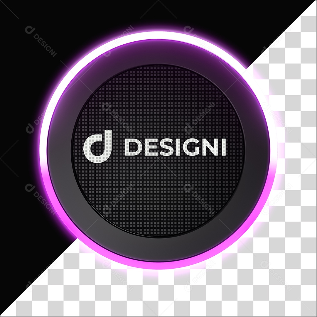 Painel De Metal Designi Elemento 3D Com Luz Neon Para Composição PSD