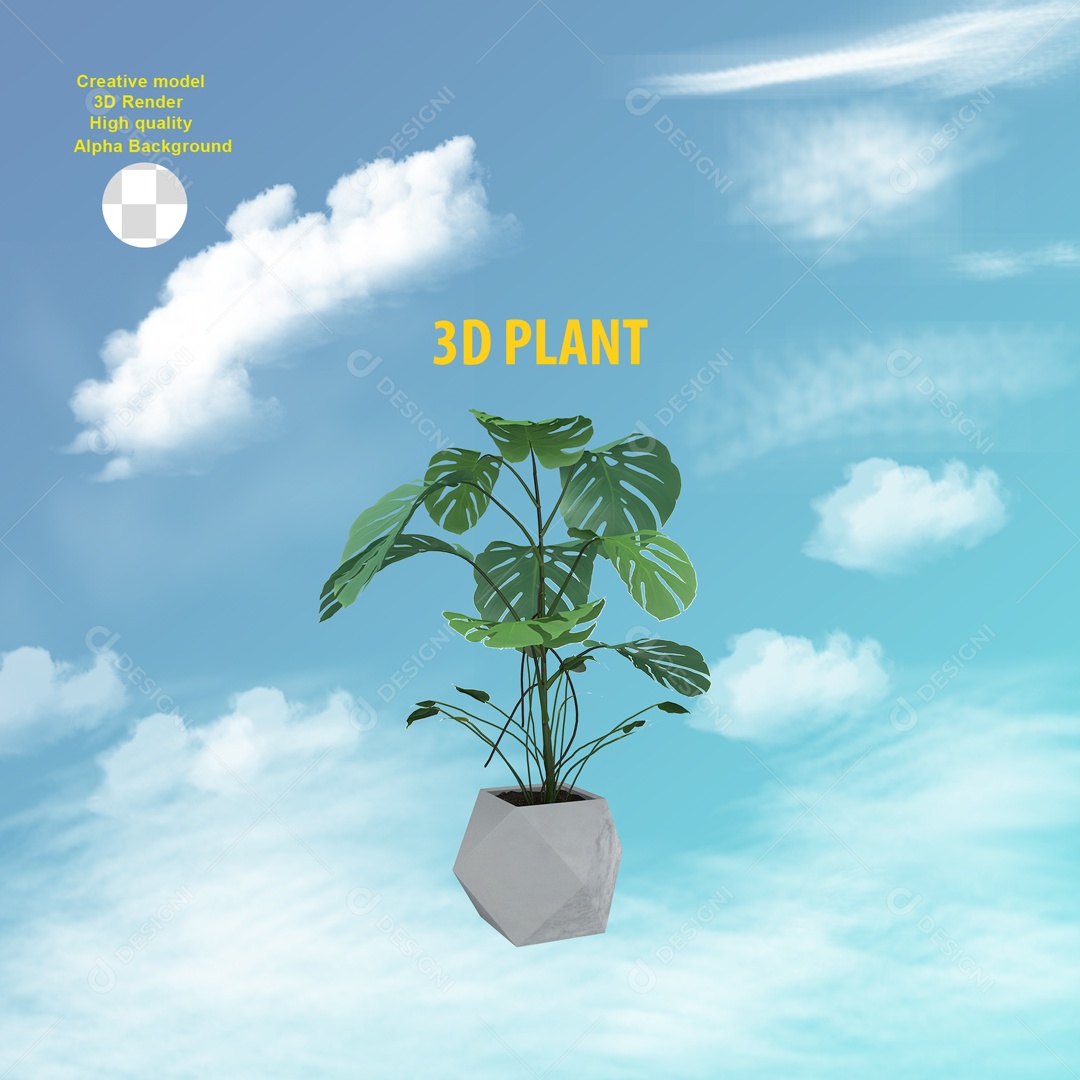 Elemento 3D Flores Planta Para Composição PSD