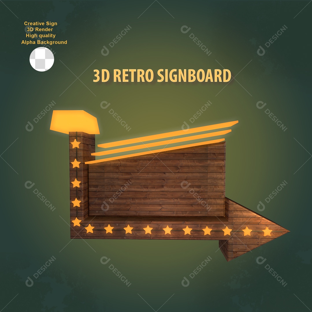 Elemento 3D Placa de Sinal Para Composição PSD