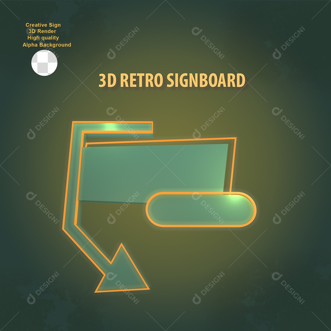 Elemento 3D Placa de Sinal Para Composição PSD