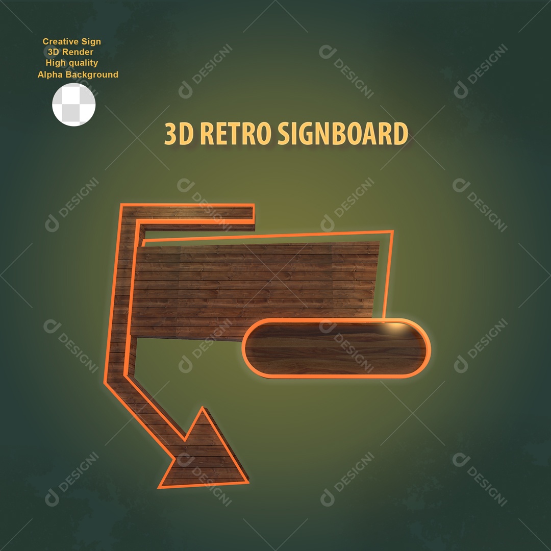 Elemento 3D Placa de Sinal Para Composição PSD