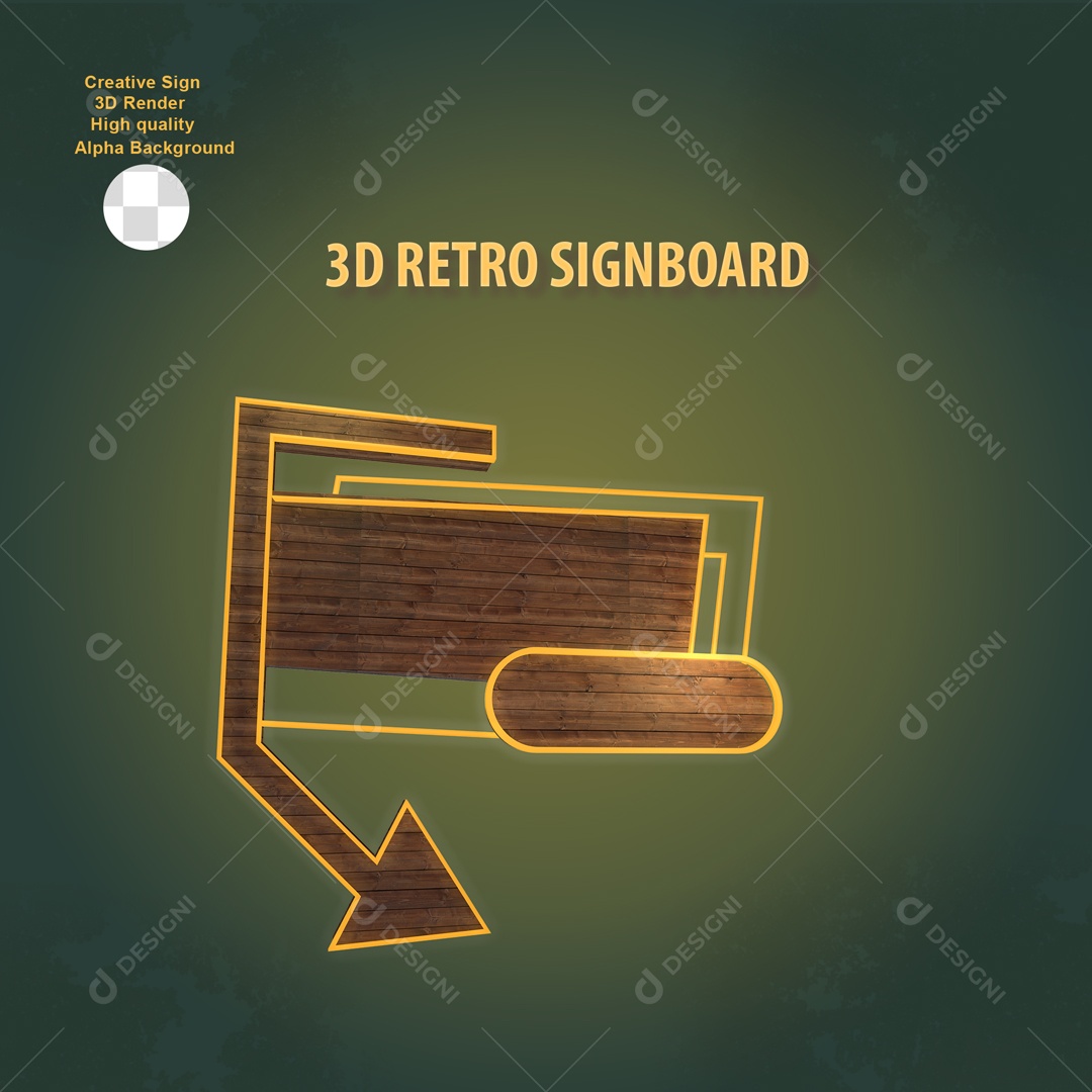 Elemento 3D Placa de Sinal Para Composição PSD