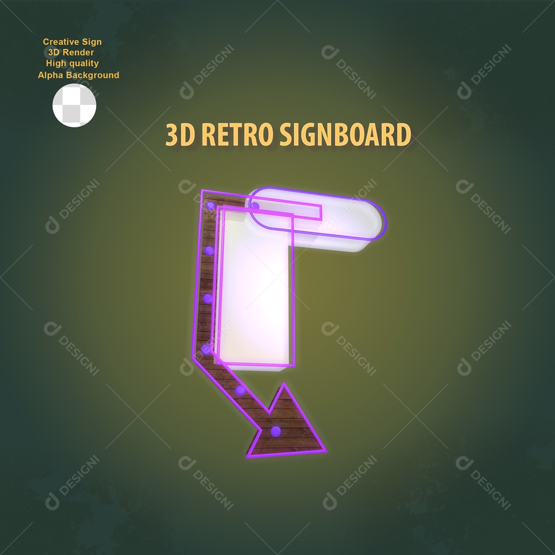 Elemento 3D Placa de Sinal Para Composição PSD