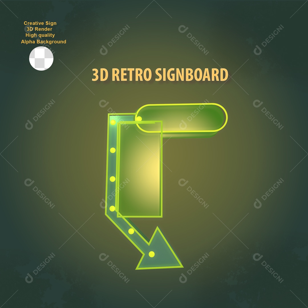 Elemento 3D Placa de Sinal Para Composição PSD