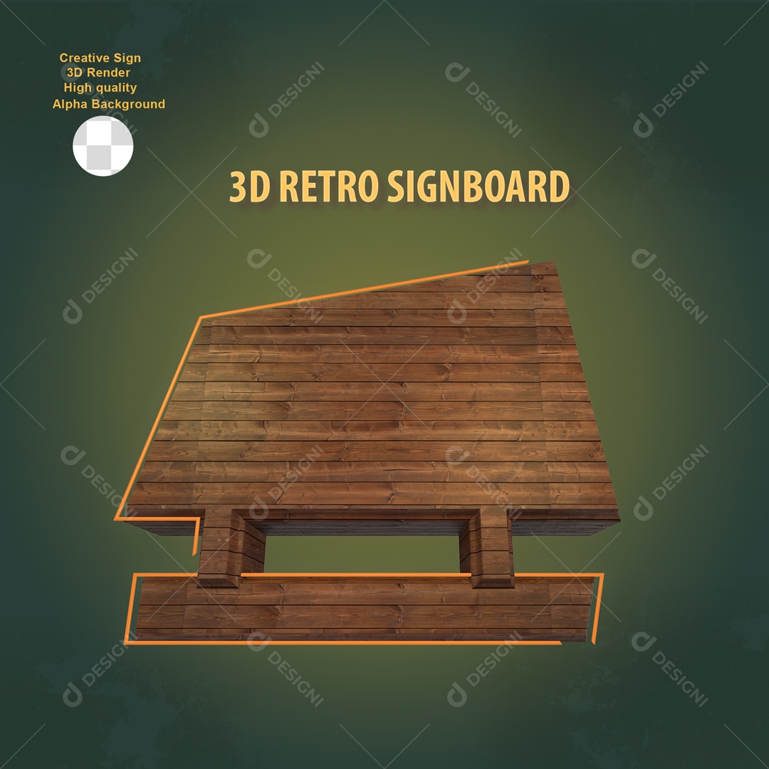 Elemento 3D Placa de Sinal Para Composição PSD