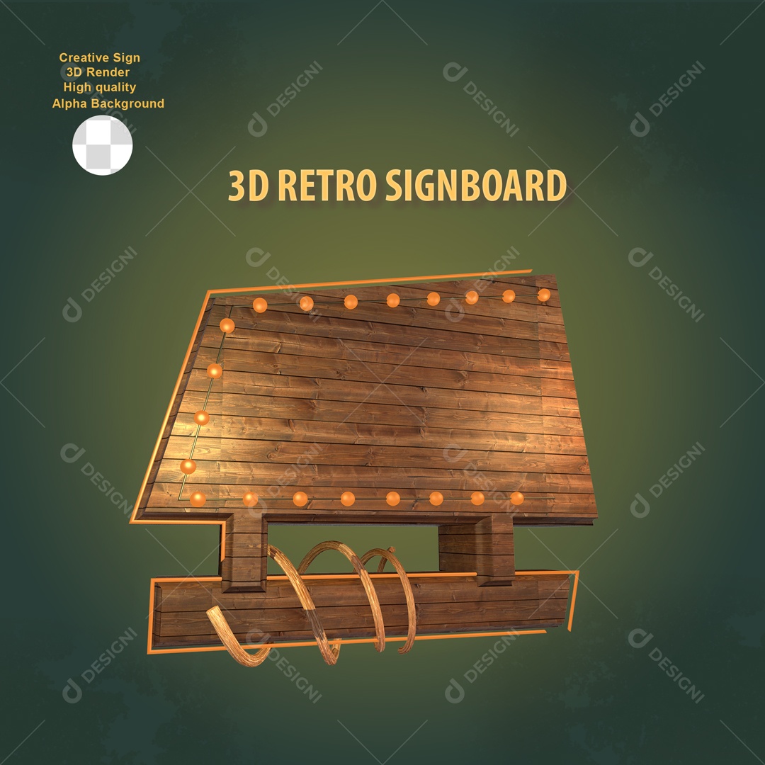 Elemento 3D Placa de Sinal Para Composição PSD