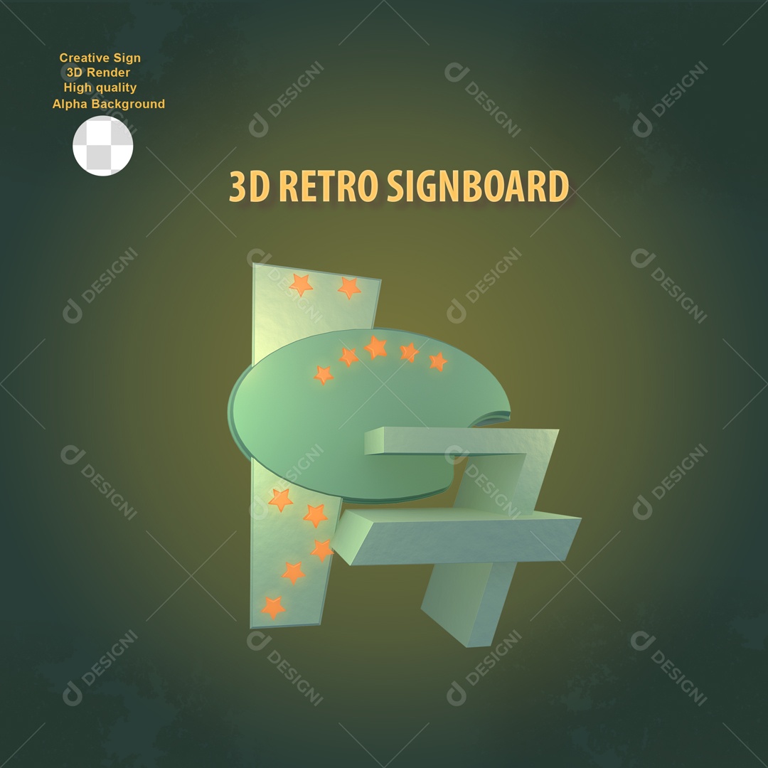 Elemento 3D Placa de Sinal Para Composição PSD