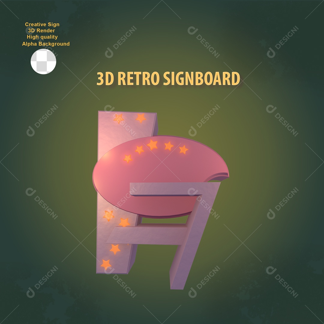 Elemento 3D Placa de Sinal Para Composição PSD