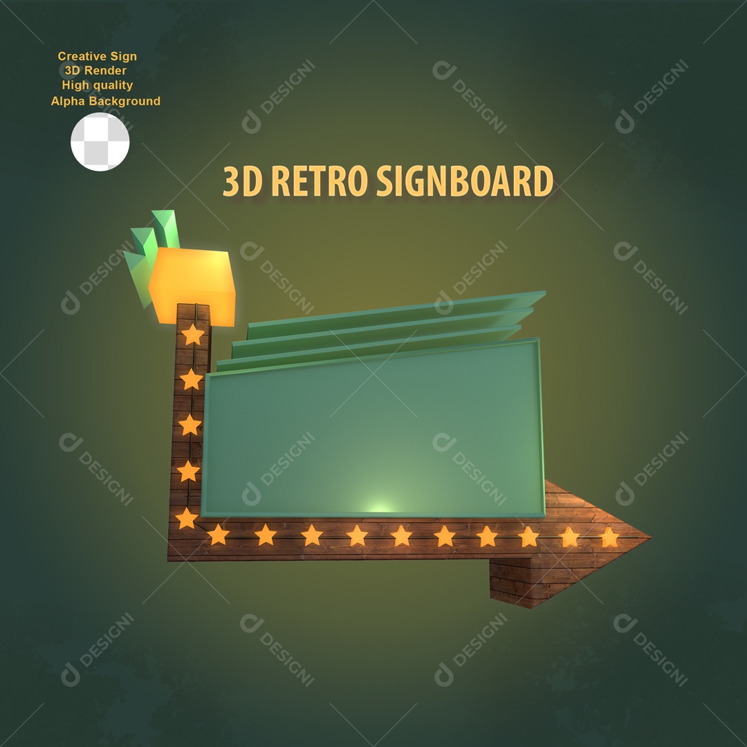 Elemento 3D Placa de Sinal Para Composição PSD