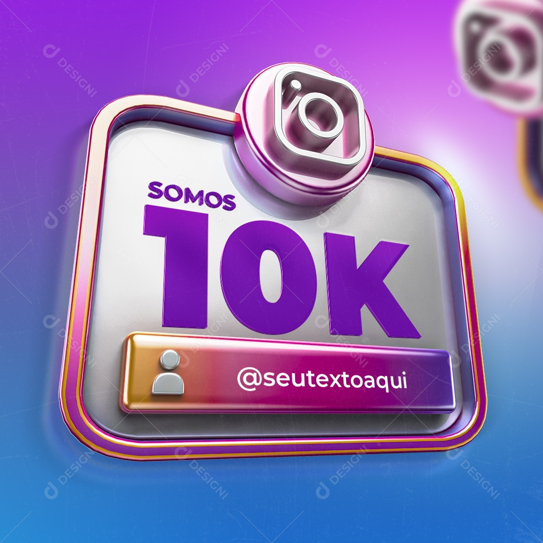 Elemento 3D Somos 10K Instagram Para Composição PSD