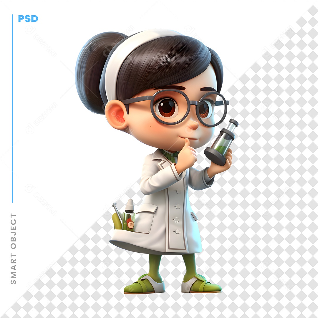 Pesquisadora Personagem 3D Para Composição PSD