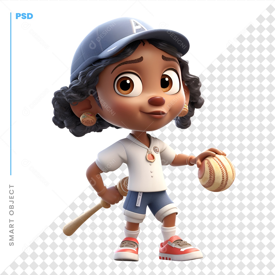 Menina Jogadora Personagem 3D Para Composição PSD