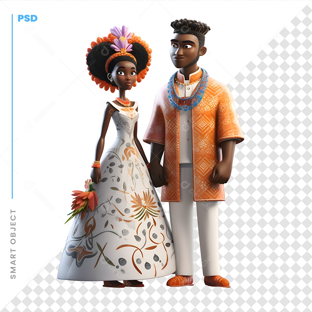 Casal Personagem 3D Para Composição PSD