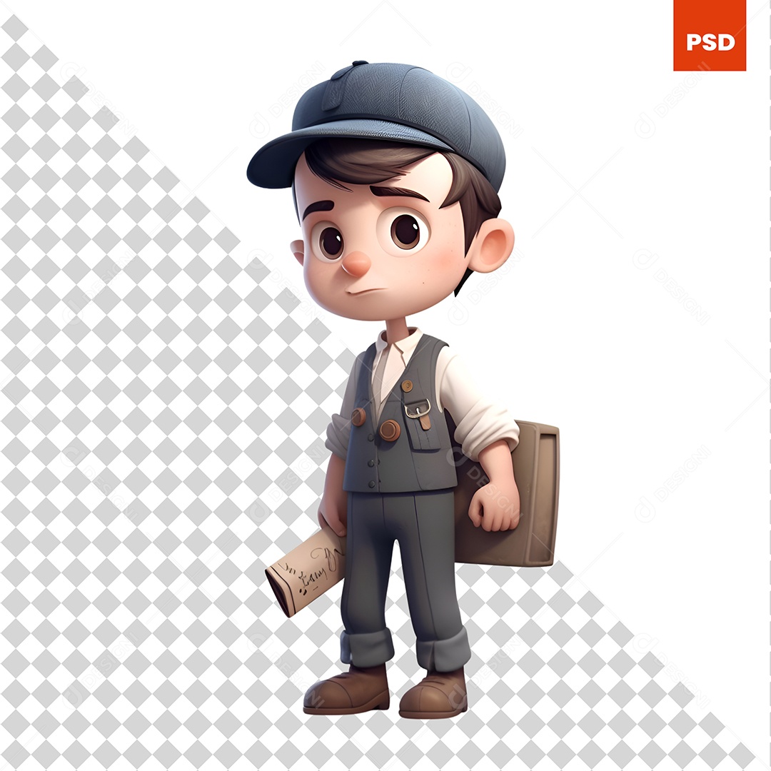 Carteiro Personagem 3D Para Composição PSD