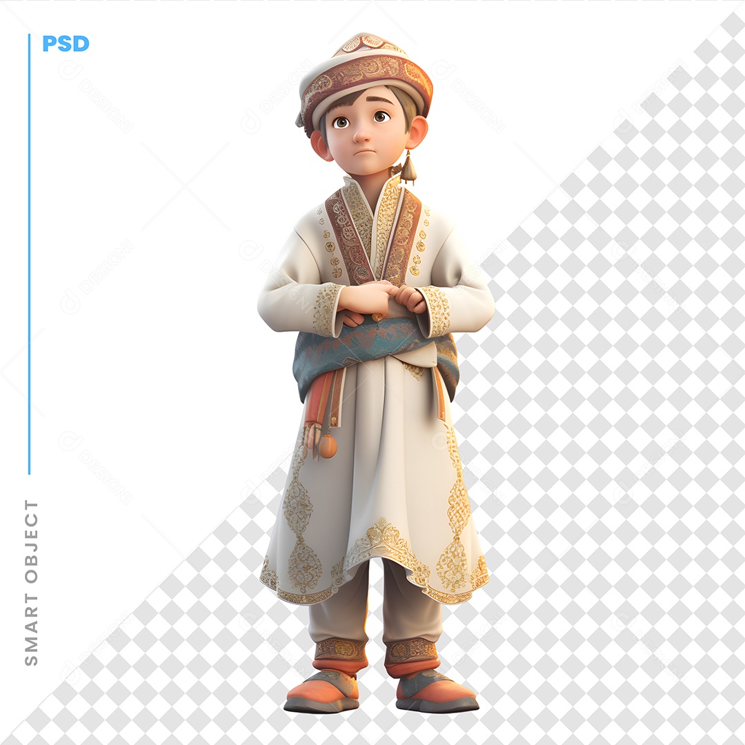 Homem Com Roupas Tradicionais Personagem 3D Para Composição PSD