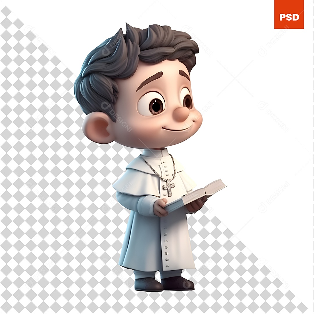 Padre Personagem 3D Para Composição PSD