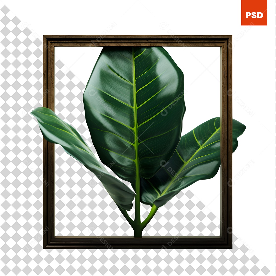 Tropical Leaf Inside a Mudara for PSD Composition