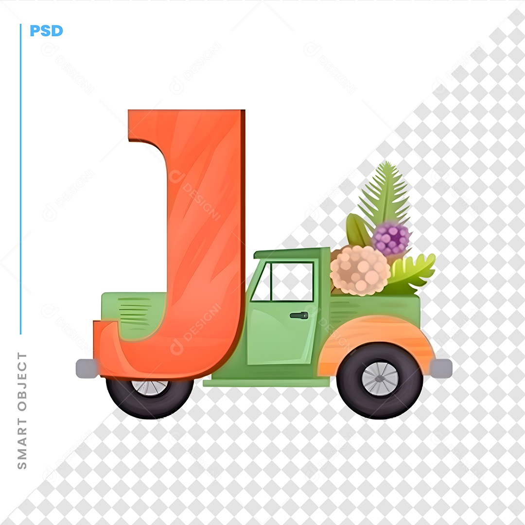 Letra J Do Alfabeto Inglês Na Forma de Um Carro PSD