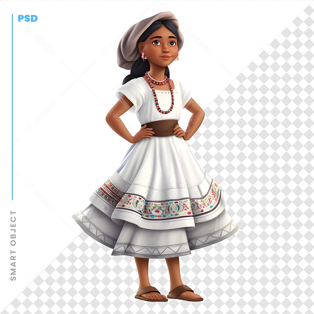 Mulher De Vestido Personagem 3D Para Composição PSD