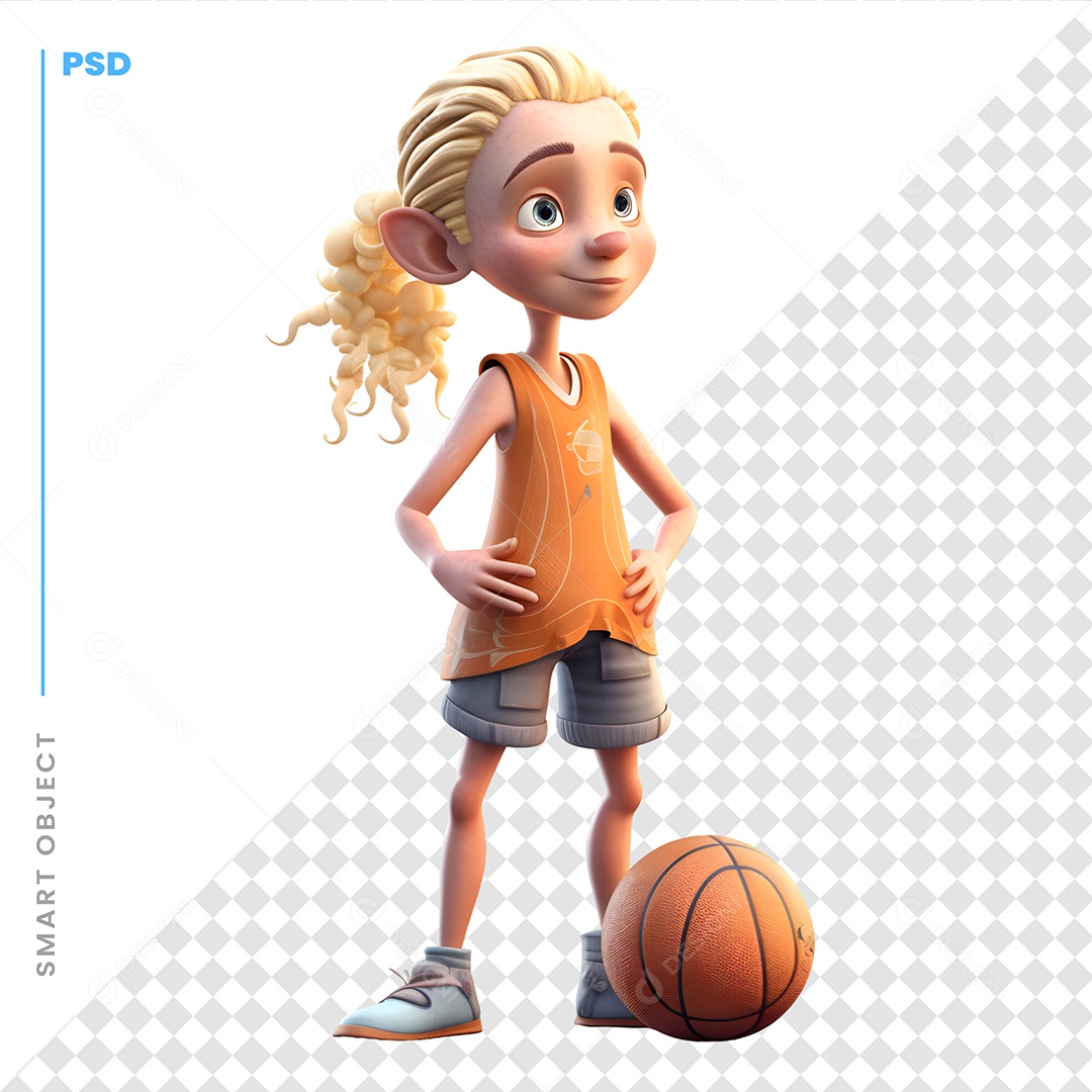 Jogadora de Basquete Personagem 3D Para Composição PSD