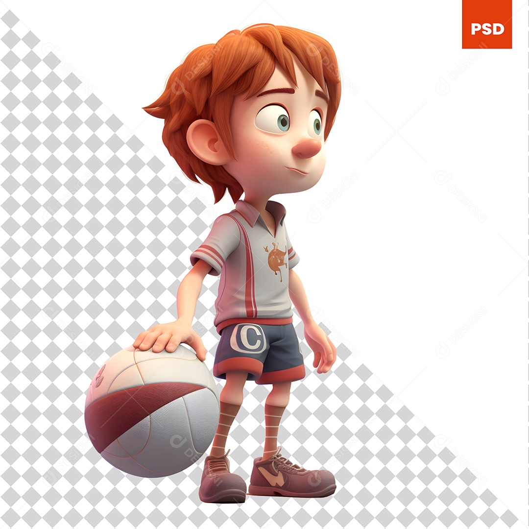 Garoto Com Uma Bola De Baquete Personagem 3D Para Composição PSD