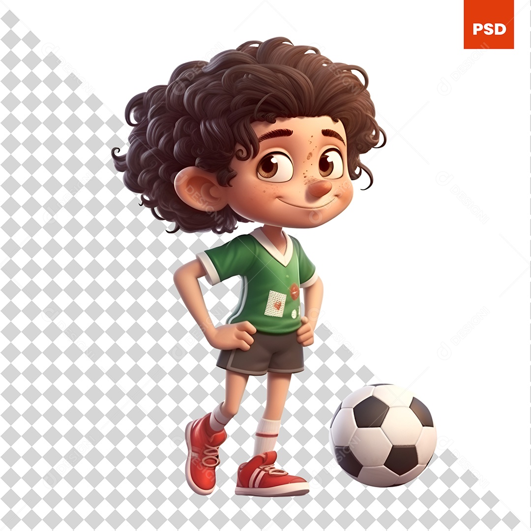 Jogador de Futebol Personagem 3D Para Composição PSD