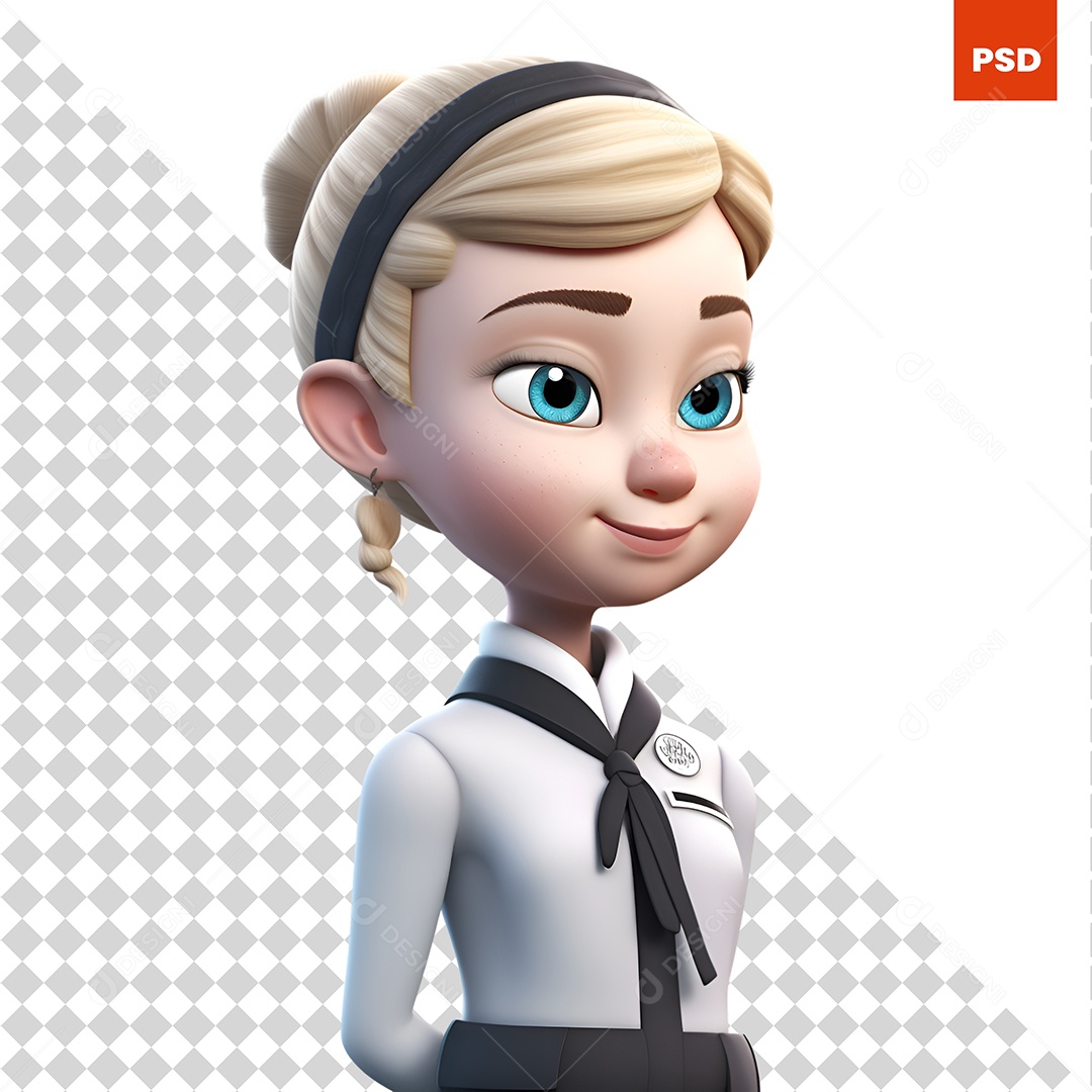 Menina Personagem 3D Para Composição PSD