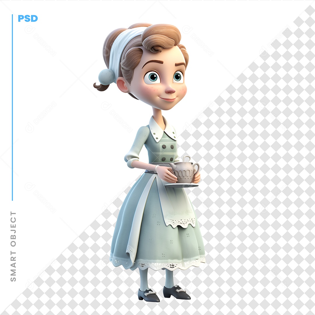 Empregada Personagem 3D Para Composição PSD