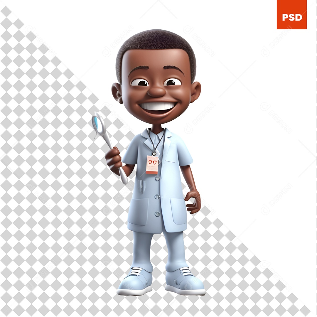 Garoto Medico Personagem 3D Para Composição PSD