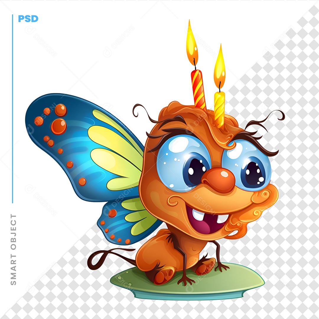 Borboleta Desenhos Animados Sentado Na Prancha De Surf PSD