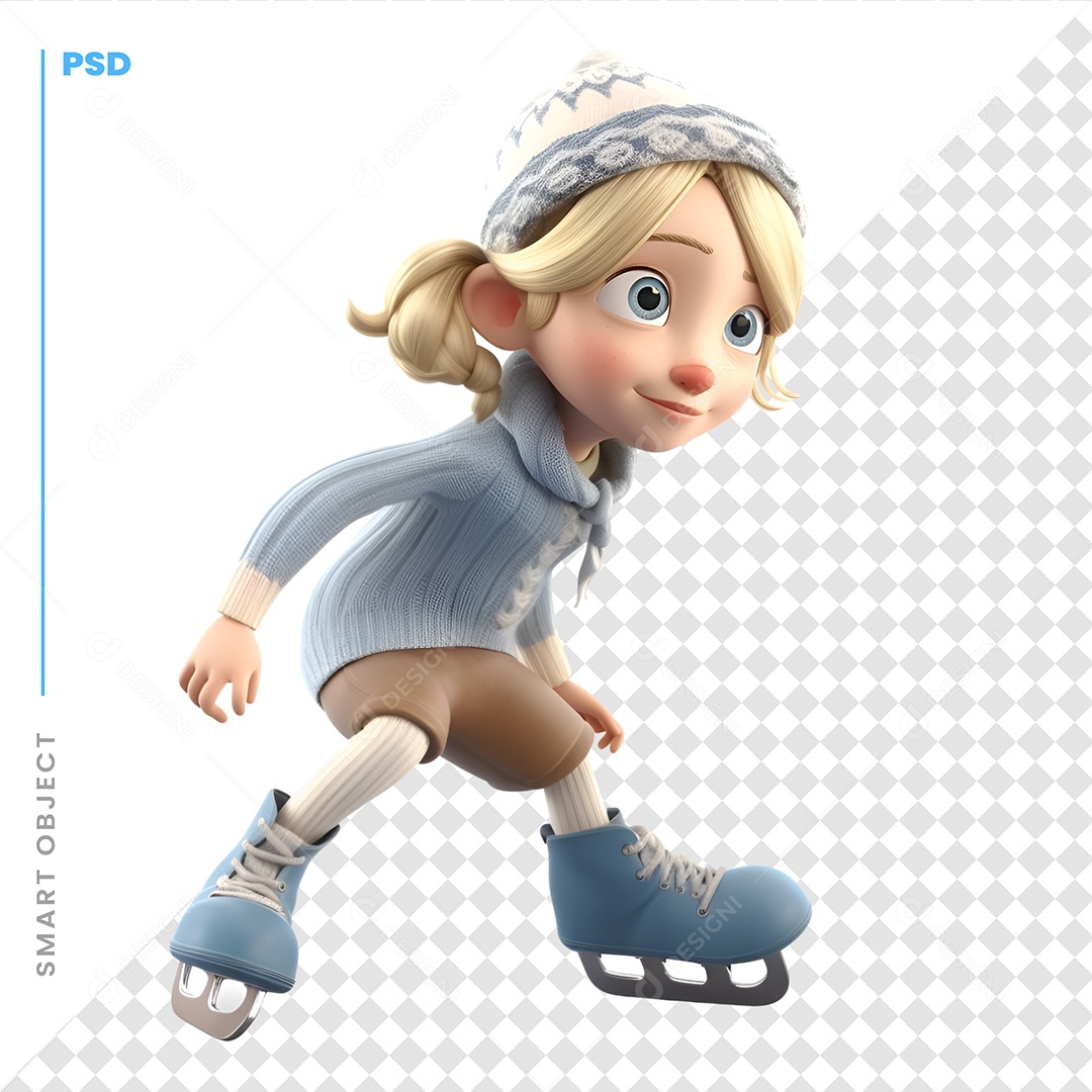 Patinadora Personagem 3D Para Composição PSD