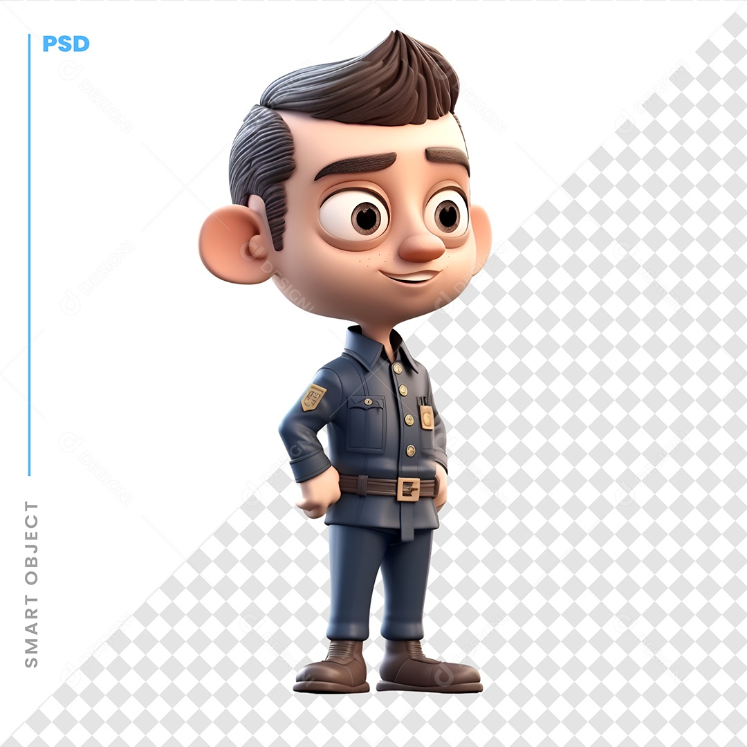 Policial  Personagem 3D Para Composição PSD